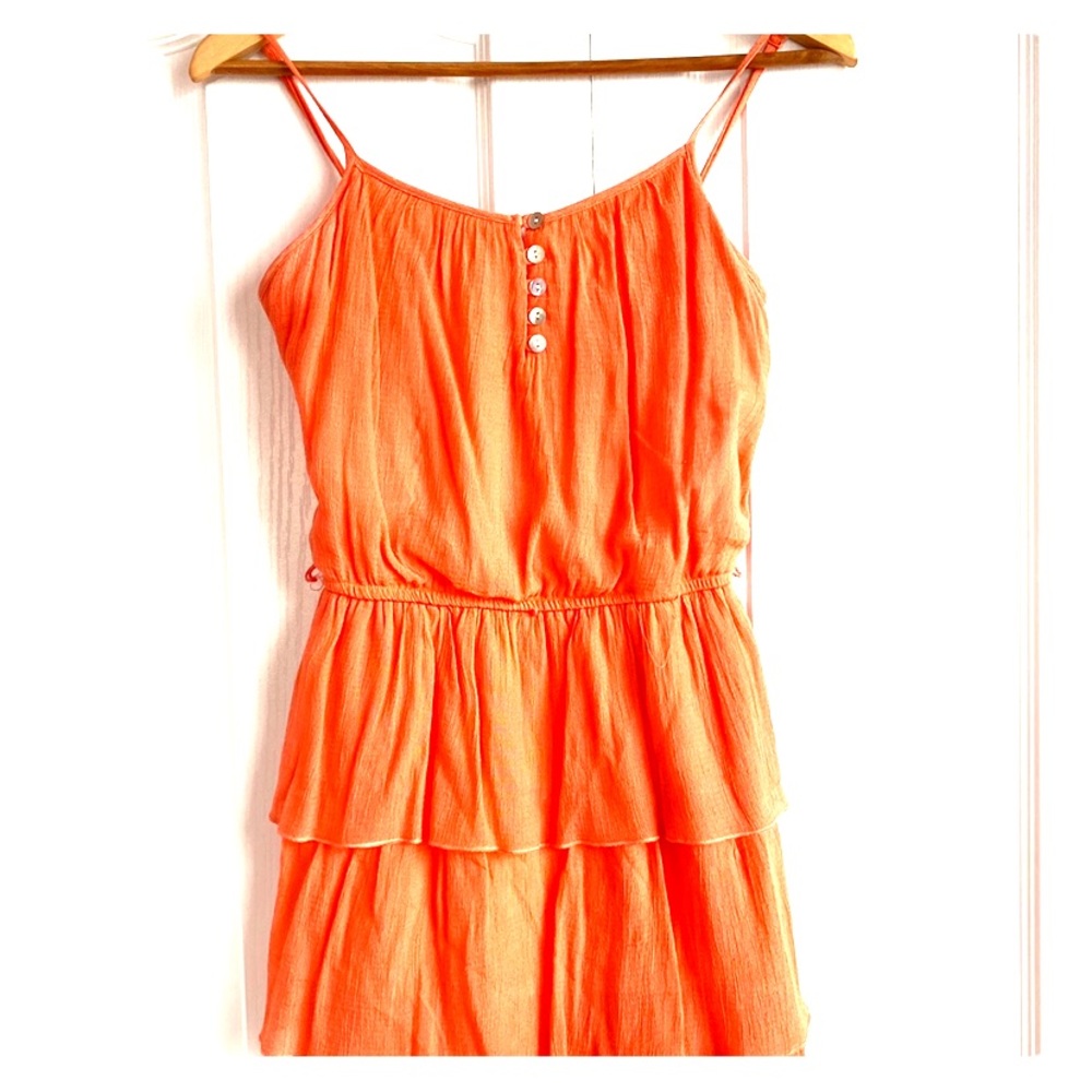 Orange Spaghetti Strap Flowy Dress (Lily Rose)
